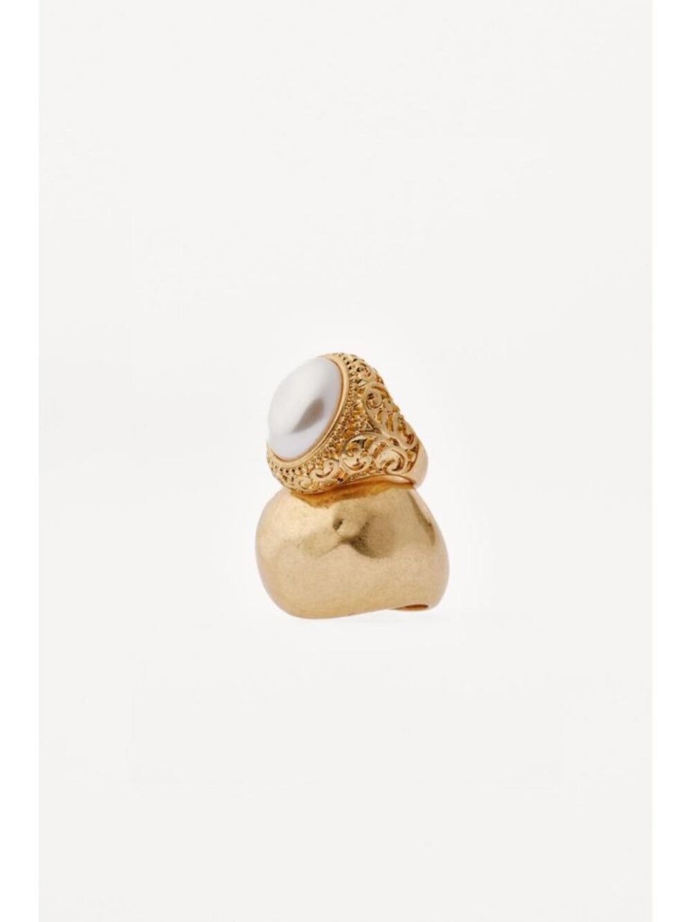ZARA 2-PACK OF MAXI PEARL METAL RINGS